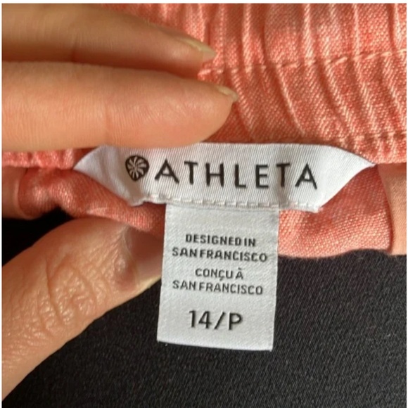 Athleta Retreat wide leg linen pants in sunset glow size 14 petite - Picture 8 of 9